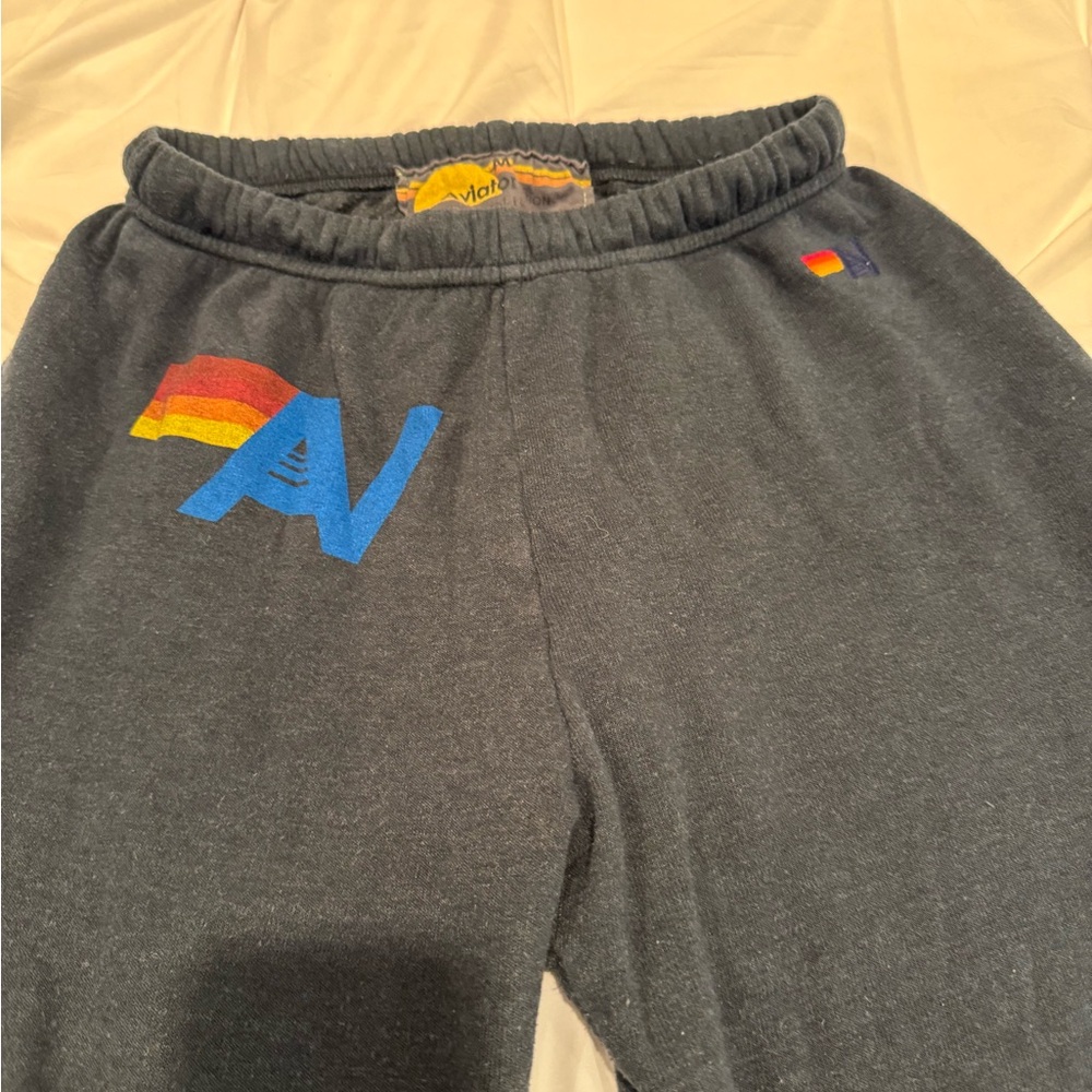 Aviator Nation Charcoal Joggers with Rainbow Logo - Picture 3 of 3